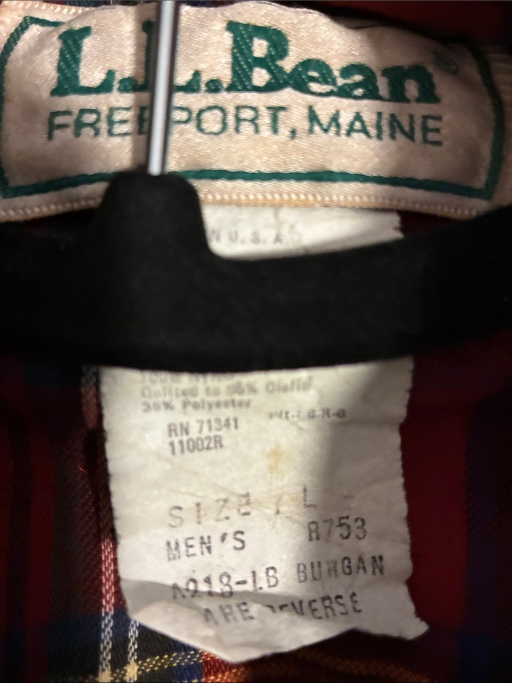 L.L. Bean Brown Corduroy Bomber Jacket with Plaid Lining - Picture 5 of 5